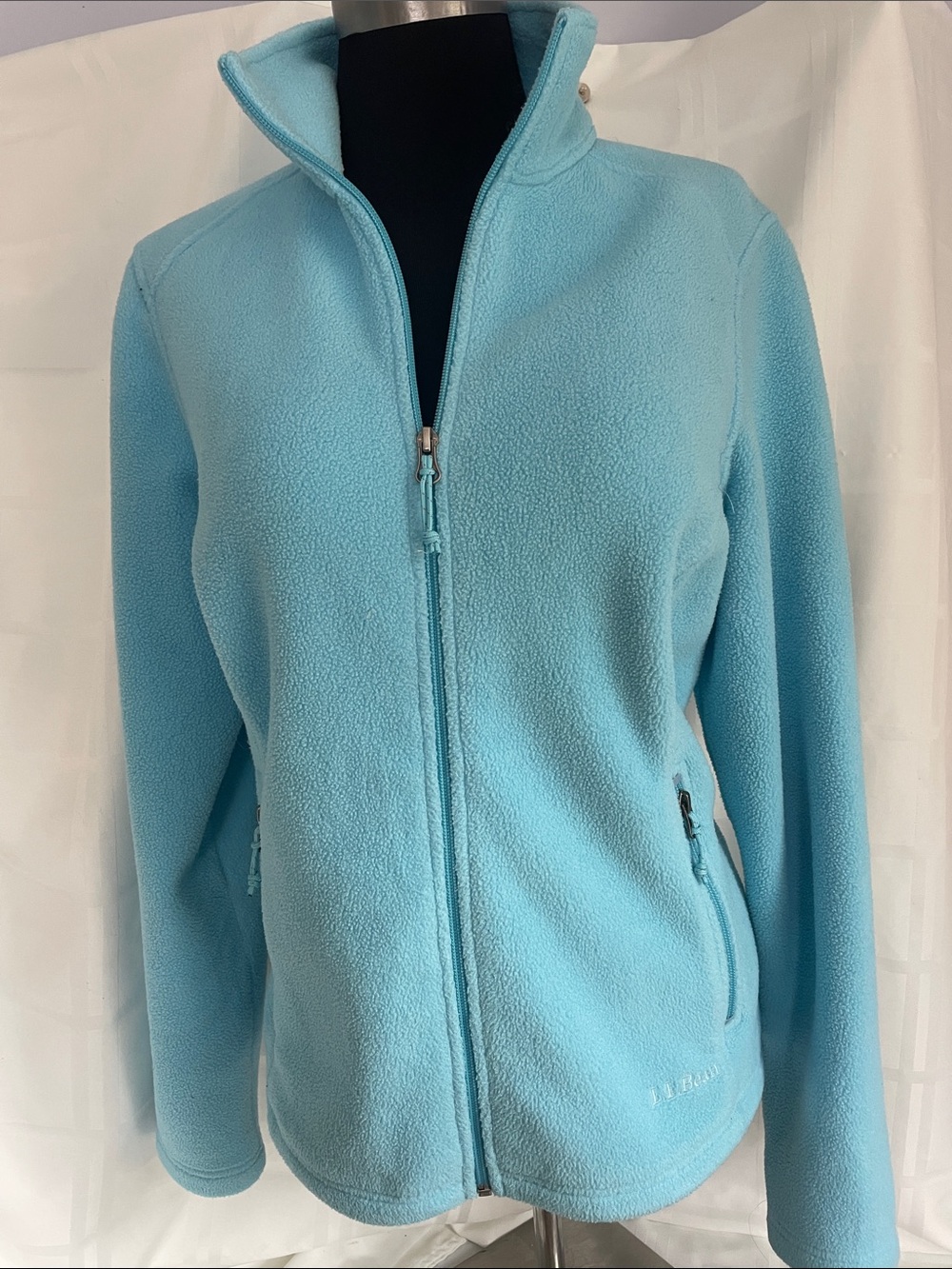 L.L. Bean Women's Aqua Fleece Full-Zip 2 zip pockets Jacket Size S PTP 21, L 24